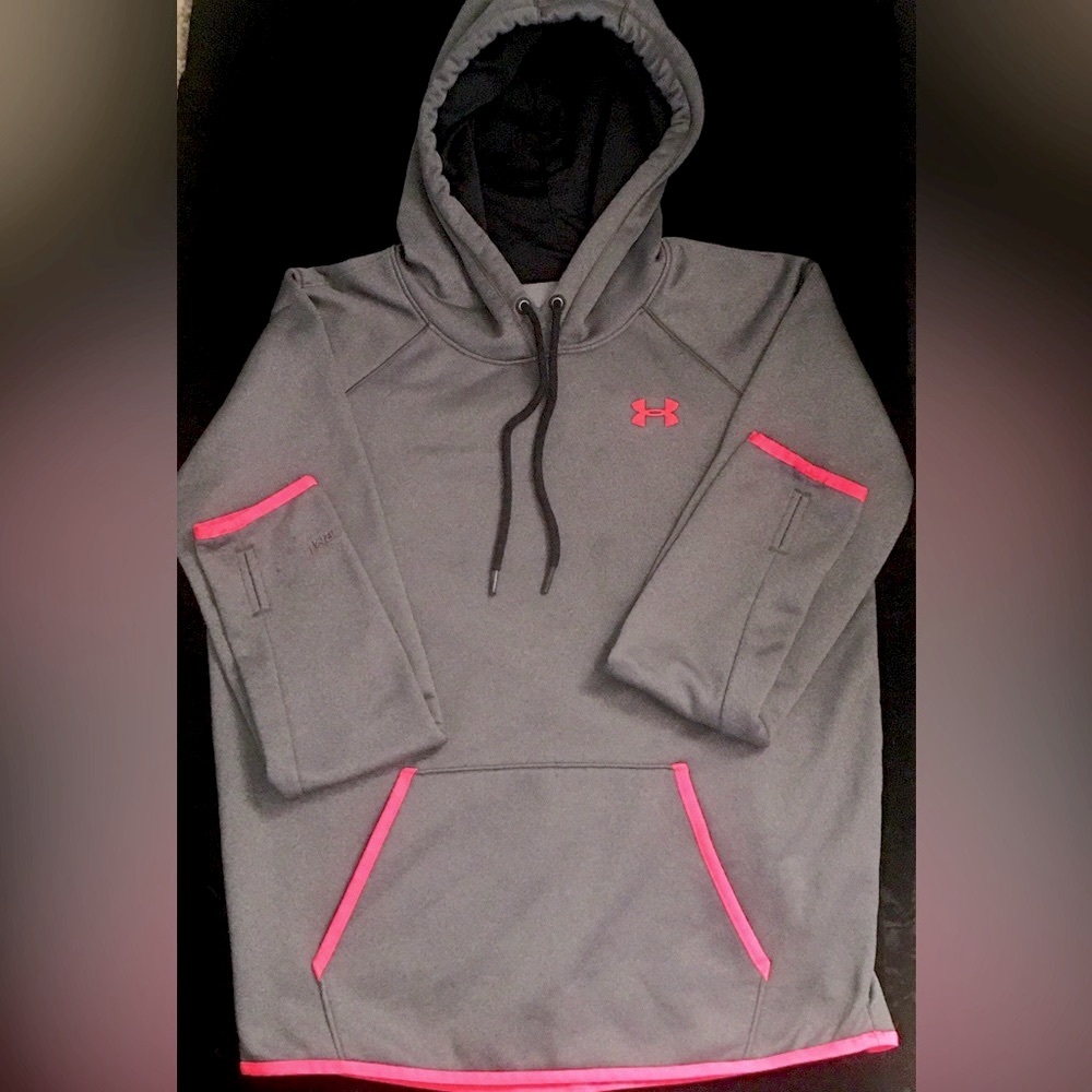 Under Armour Storm Hoodie Women's Gray w/Pink accents w/Thumb Holes, Fleece